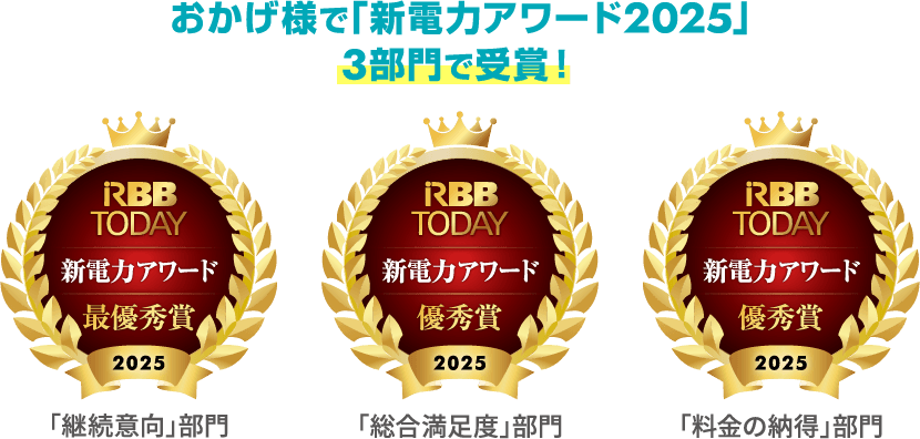 おかげ様で新電力アワード2025 3部門で受賞